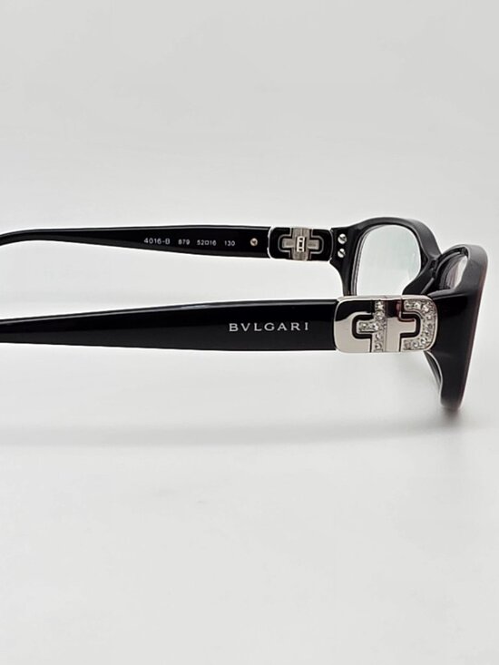 Bvlgari 4016-B 879 Havana Black Silver Rhinestone Eyeglasses Frame Italy 52mm main image 6